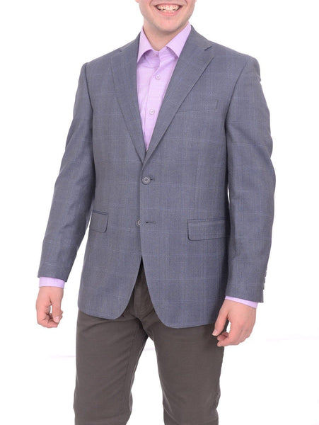 Men's blue windowpane on sale blazer