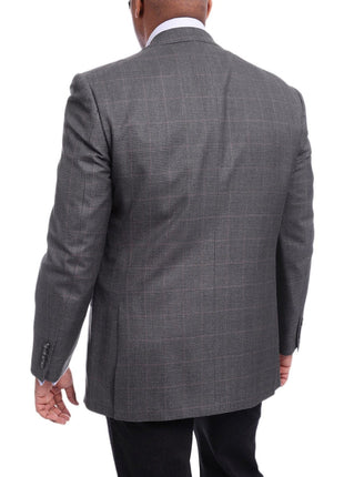 I Uomo Men's Classic Fit Gray Houndstooth Two Button Wool Blazer Sportcoat - The Suit Depot