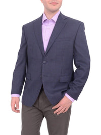 Thumbnail for I Uomo BLAZERS I Uomo Men's Regular Fit Blue Houndstooth Two Button Wool Blazer Sportcoat