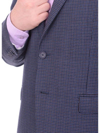 Thumbnail for I Uomo BLAZERS I Uomo Men's Regular Fit Blue Houndstooth Two Button Wool Blazer Sportcoat