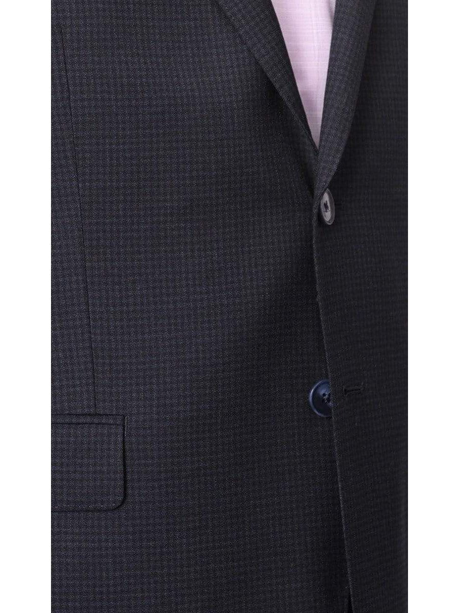 I Uomo BLAZERS I Uomo Mens Blue Check 100% Wool Regular Fit 2 Button Blazer Sport Coat