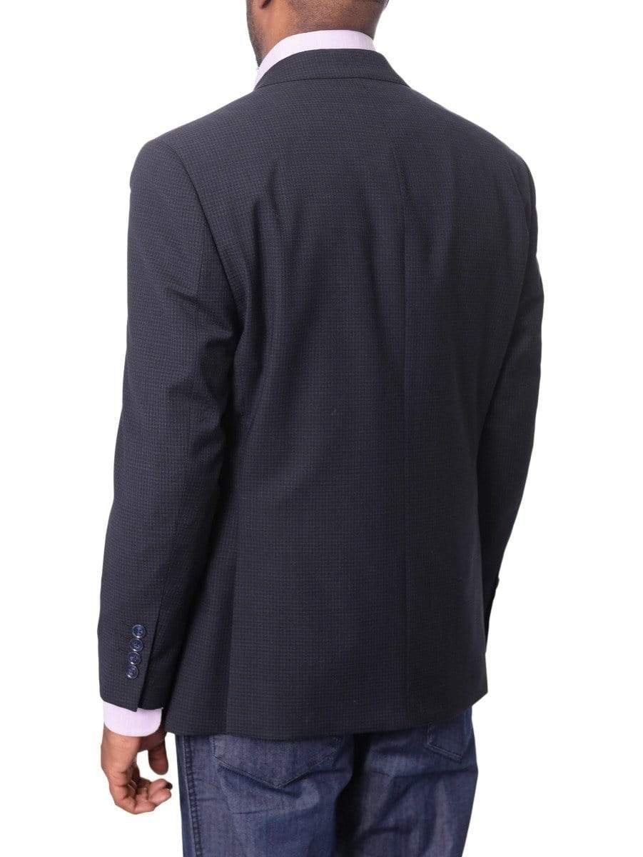 I Uomo BLAZERS I Uomo Mens Blue Check 100% Wool Regular Fit 2 Button Blazer Sport Coat
