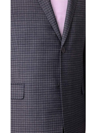 I Uomo BLAZERS I Uomo Mens Blue Check 100% Wool Regular Fit 2 Button Blazer Sport Coat