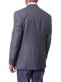 Thumbnail for I Uomo BLAZERS I Uomo Mens Blue Check 100% Wool Regular Fit 2 Button Blazer Sport Coat