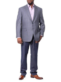 Thumbnail for I Uomo BLAZERS I Uomo Mens Blue Plaid Windowpane 100% Wool Regular Fit Blazer Sportcoat