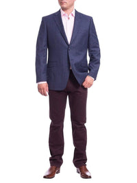 Thumbnail for I Uomo BLAZERS I Uomo Mens Regular Fit Blue Glen Plaid 2 Button Wool Blazer Sportcoat