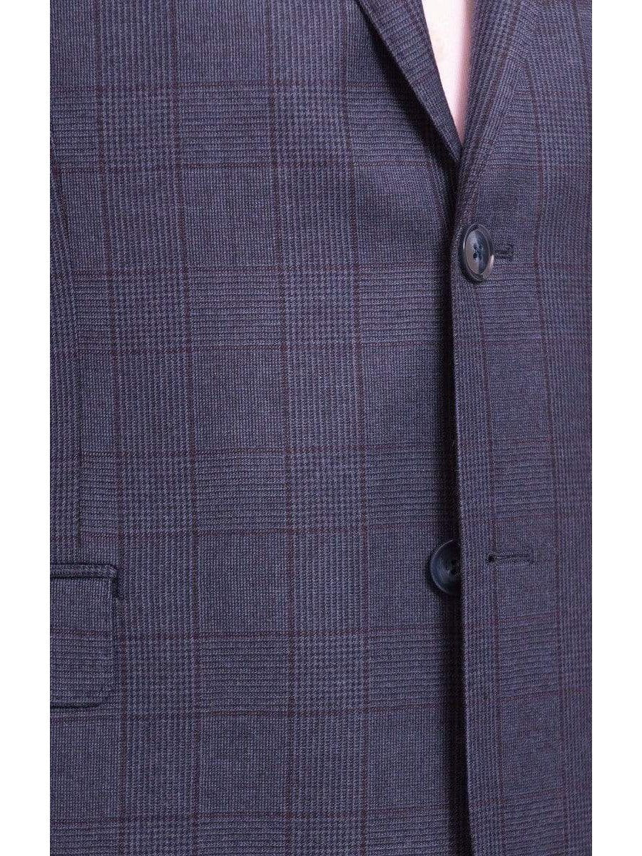 I Uomo BLAZERS I Uomo Mens Regular Fit Blue Glen Plaid 2 Button Wool Blazer Sportcoat