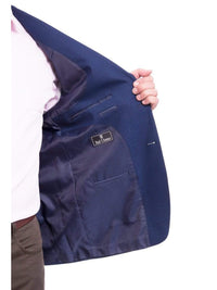 Thumbnail for I Uomo BLAZERS I Uomo Mens Regular Fit Blue Textured 2 Button Wool Blazer Sportcoat