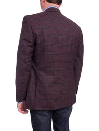 Thumbnail for I Uomo BLAZERS I Uomo Mens Regular Fit Burgundy Plaid 2 Button Wool Blazer Sportcoat