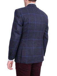 Thumbnail for I Uomo BLAZERS I Uomo Mens Regular Fit Navy Blue Plaid Two Button Wool Blazer Sportcoat