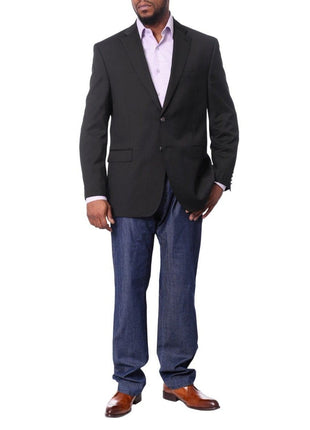 I Uomo BLAZERS I Uomo Mens Solid Black 100% Wool Regular Fit Blazer Sportcoat