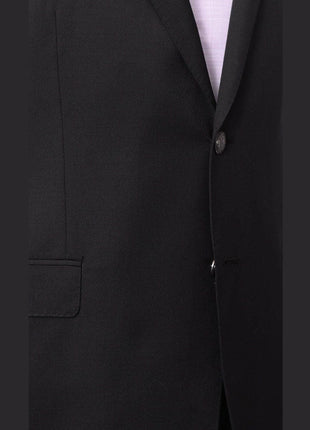 I Uomo BLAZERS I Uomo Mens Solid Black 100% Wool Regular Fit Blazer Sportcoat