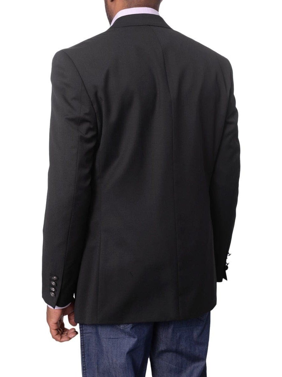 I Uomo BLAZERS I Uomo Mens Solid Black 100% Wool Regular Fit Blazer Sportcoat