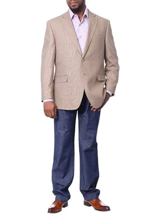 I Uomo BLAZERS I Uomo Mens Tan Silk Wool Blend Regular Fit Blazer Sportcoat
