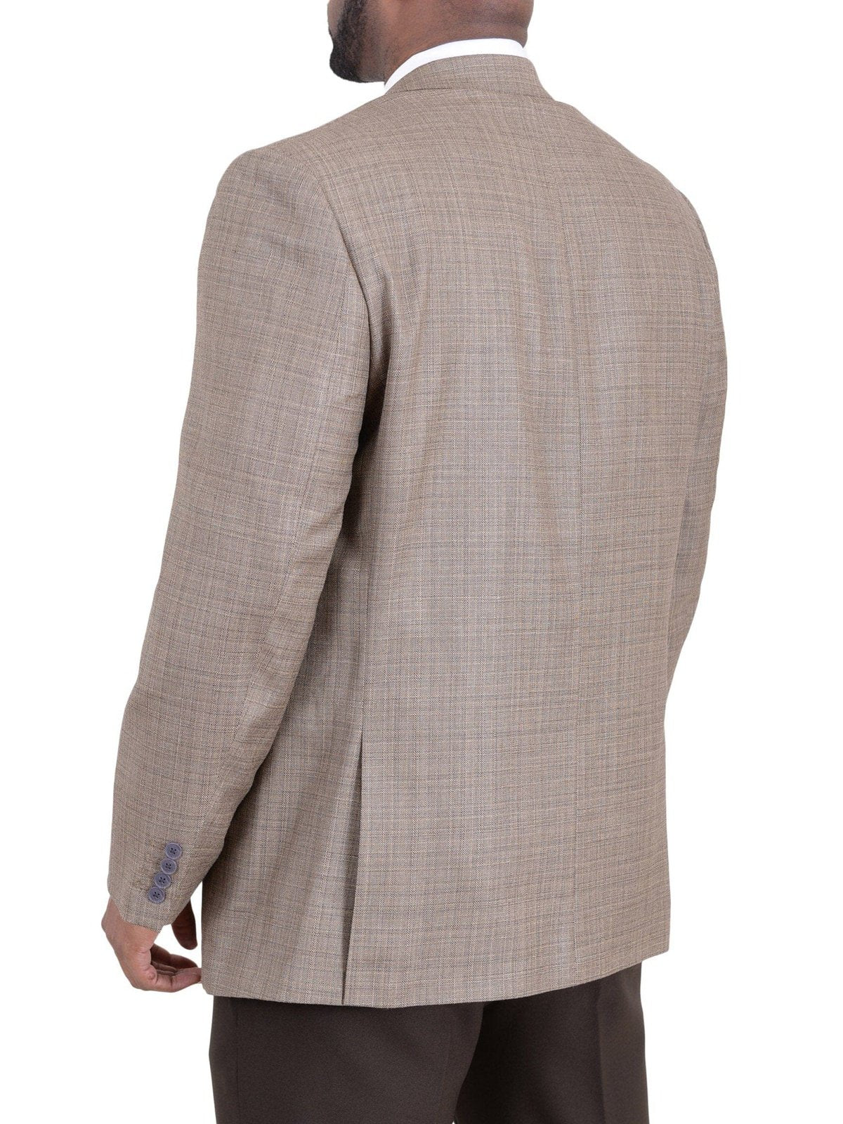 I Uomo BLAZERS I Uomo Regular Fit Tan Stepweave Two Button Silk Wool Blend Blazer Sportcoat