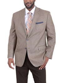 Thumbnail for I Uomo BLAZERS I Uomo Regular Fit Tan Stepweave Two Button Silk Wool Blend Blazer Sportcoat