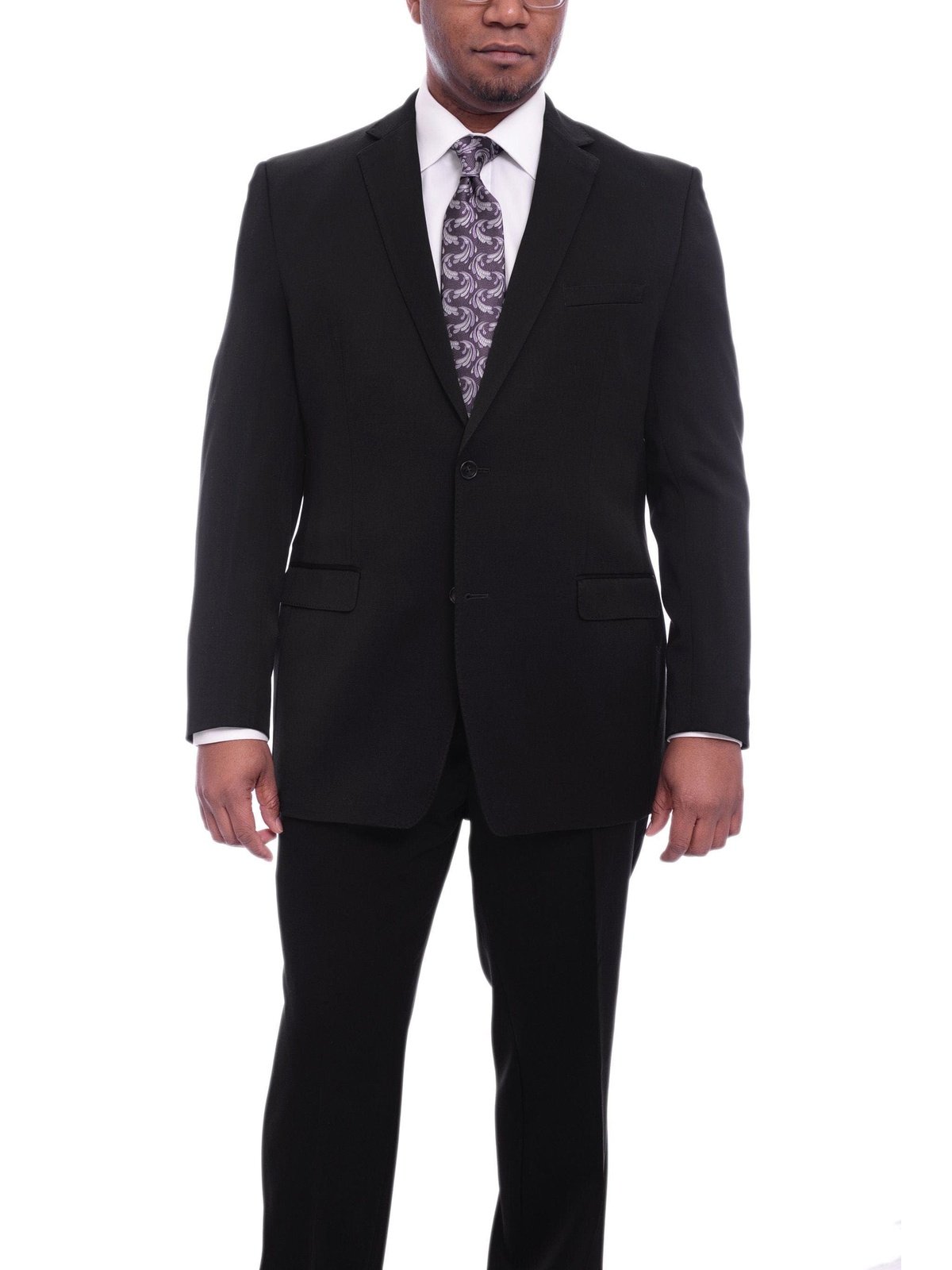 I Uomo TWO PIECE SUITS I Uomo Classic Fit Black Two Button Wool Suit