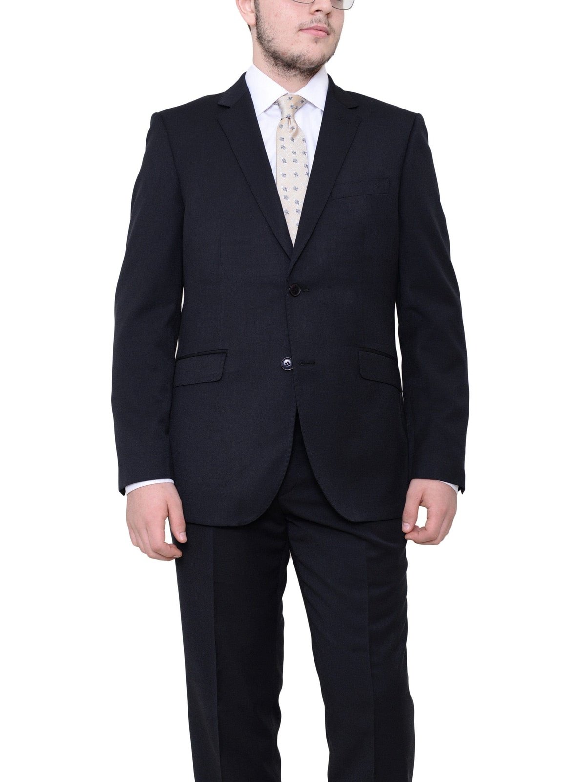 Black Regular Fit Two Button Suit Jacket