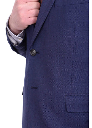 I Uomo TWO PIECE SUITS I Uomo Mens Regular Fit Blue Nailhead Two Button Wool Suit