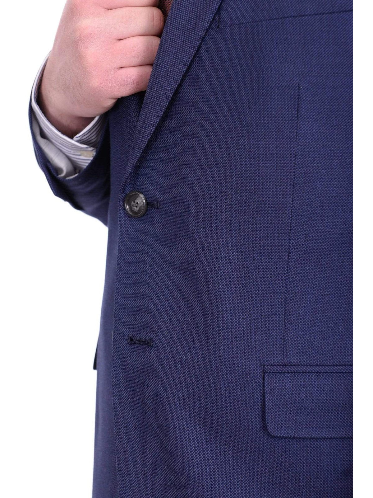 I Uomo TWO PIECE SUITS I Uomo Mens Regular Fit Blue Nailhead Two Button Wool Suit
