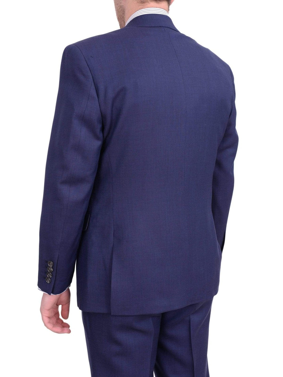I Uomo TWO PIECE SUITS I Uomo Mens Regular Fit Blue Nailhead Two Button Wool Suit
