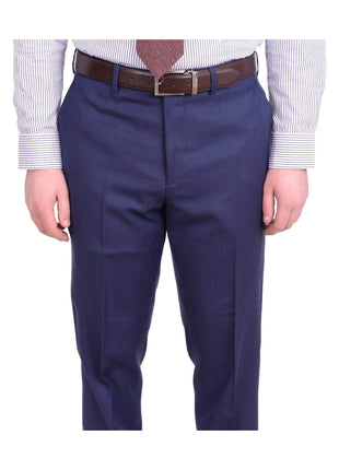 I Uomo TWO PIECE SUITS I Uomo Mens Regular Fit Blue Nailhead Two Button Wool Suit