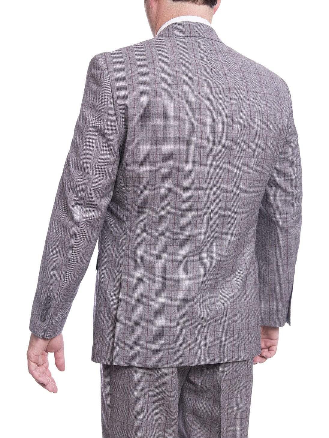 I Uomo TWO PIECE SUITS I Uomo Mens Regular Fit Gray Glen Plaid 2 Button Wool Suit