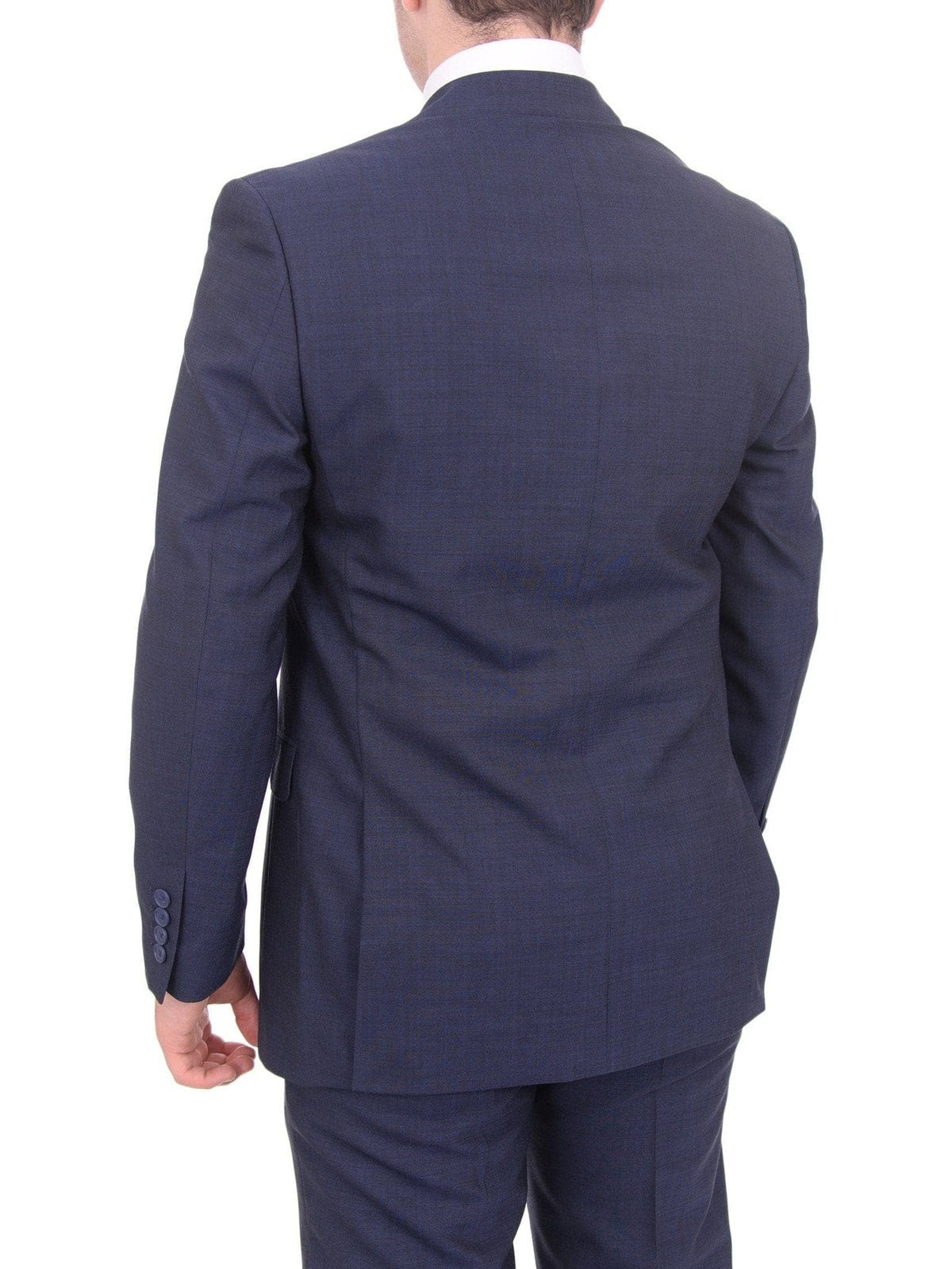 I Uomo TWO PIECE SUITS I Uomo Regular Fit Solid Blue Two Button 2 Piece 100% Wool Men&#39;s Suit