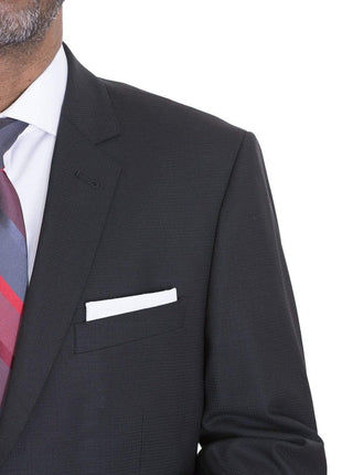 Ideal BLAZERS Ideal Slim Fit Black Textured Half Lined Stretch Wool Blazer Suit Jacket