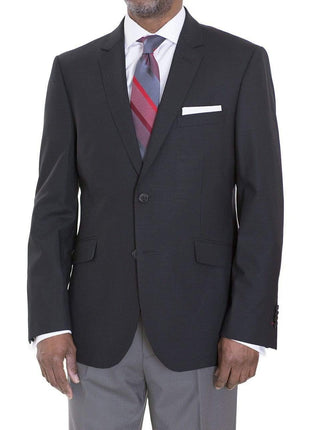 Ideal BLAZERS Ideal Slim Fit Black Textured Half Lined Stretch Wool Blazer Suit Jacket