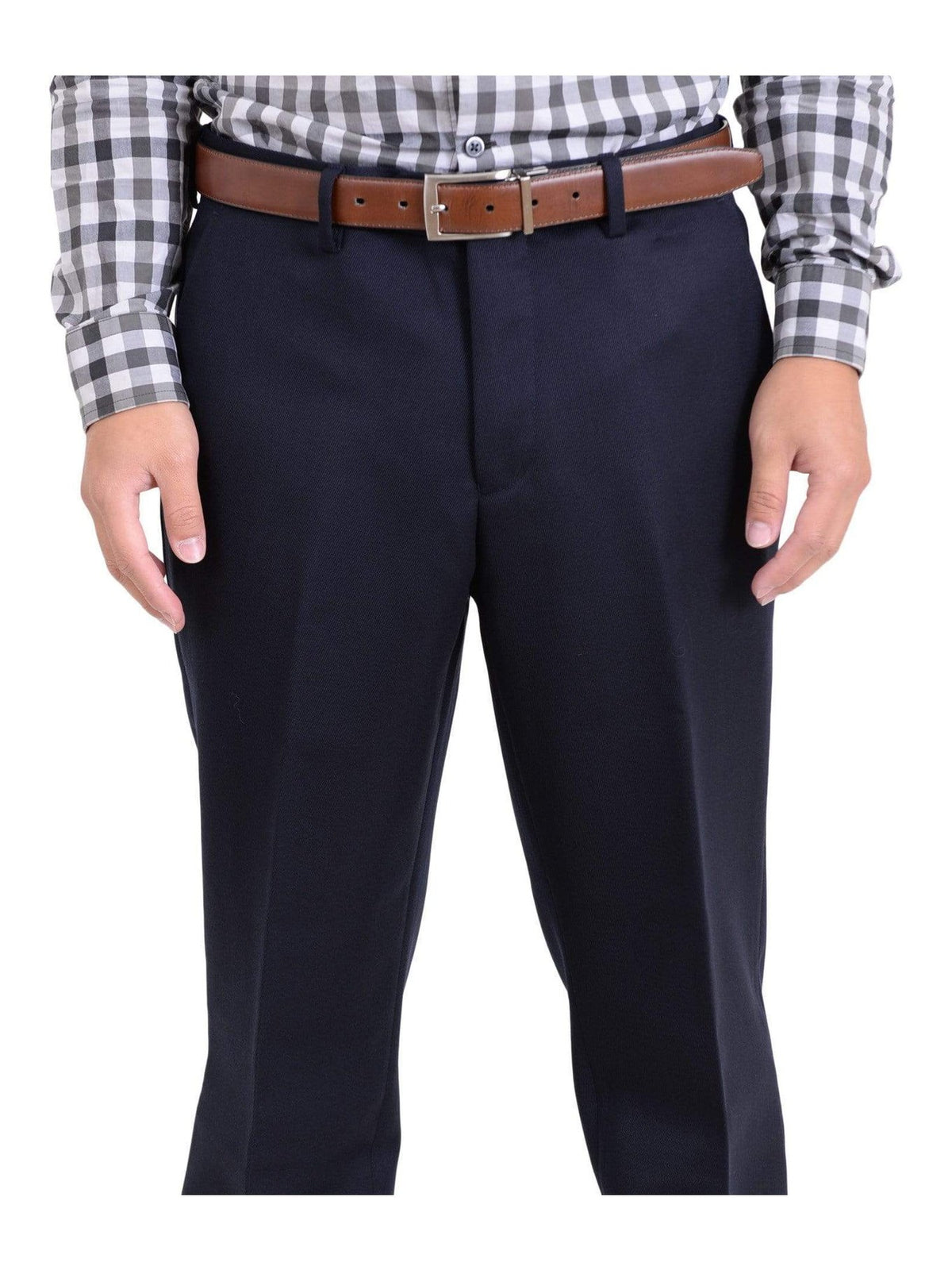 Ideal Sale Pants 32W Ideal Slim Fit Solid Navy Blue Twill Flat Front Wool Dress Pants