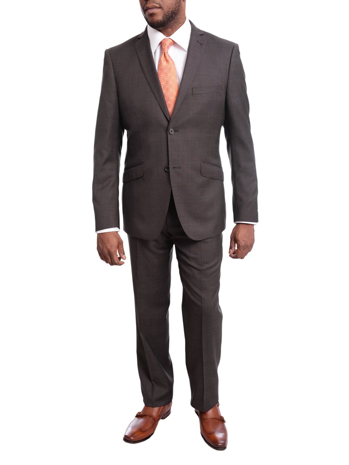 Slim Fit Men Suit 2 Button Charcoal Grey Windowpane Plaid Peak