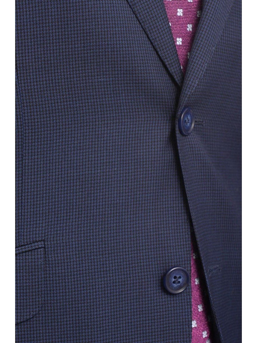 Ideal TWO PIECE SUITS Ideal Slim Fit Blue Houndstooth Two Button Wool Suit