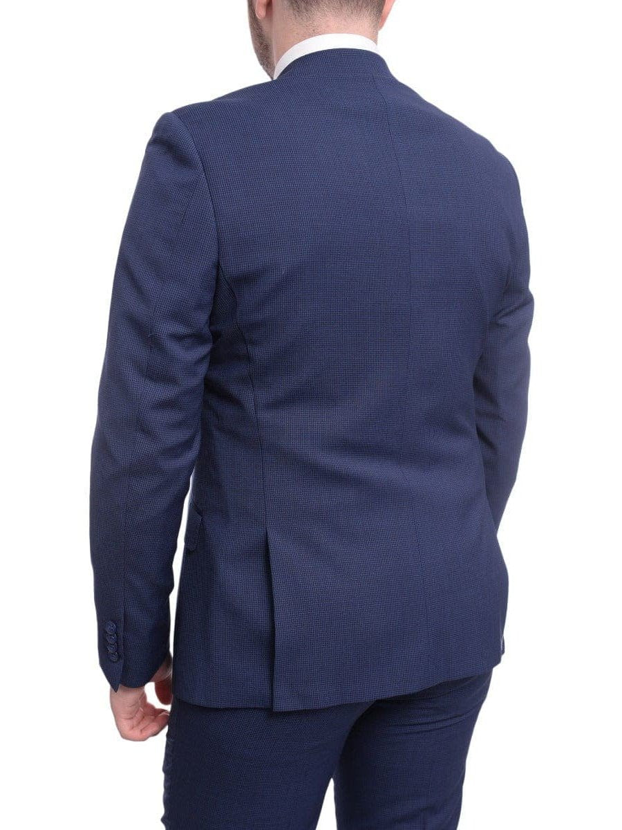 Ideal TWO PIECE SUITS Ideal Slim Fit Blue Houndstooth Two Button Wool Suit