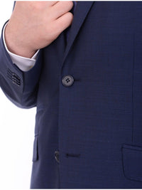 Thumbnail for Ideal TWO PIECE SUITS Ideal Slim Fit Blue Mini Check Two Button Wool Suit With Peak Lapels