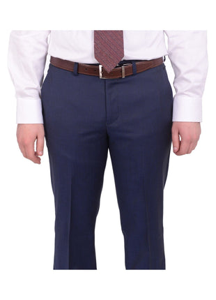 Ideal TWO PIECE SUITS Ideal Slim Fit Heather Blue Two Button Wool Suit With Peak Lapels