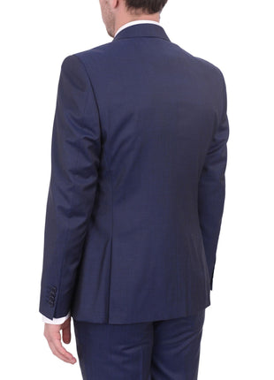Ideal TWO PIECE SUITS Ideal Slim Fit Heather Blue Two Button Wool Suit With Peak Lapels