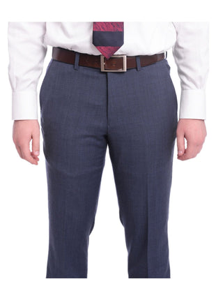 Ideal TWO PIECE SUITS Ideal Slim Fit Heather Blue Two Button Wool Suit With Peak Lapels