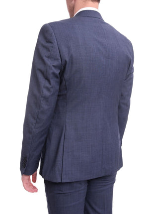 Ideal TWO PIECE SUITS Ideal Slim Fit Heather Blue Two Button Wool Suit With Peak Lapels