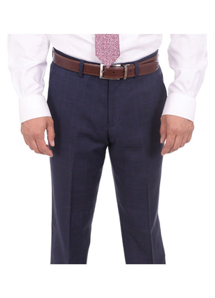 Ideal TWO PIECE SUITS Ideal Slim Fit Navy Plaid With Subtle Overcheck Two Button Wool Suit