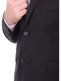 Thumbnail for Ideal TWO PIECE SUITS Ideal Slim Fit Solid Black Two Button Wool Suit With Peak Lapels