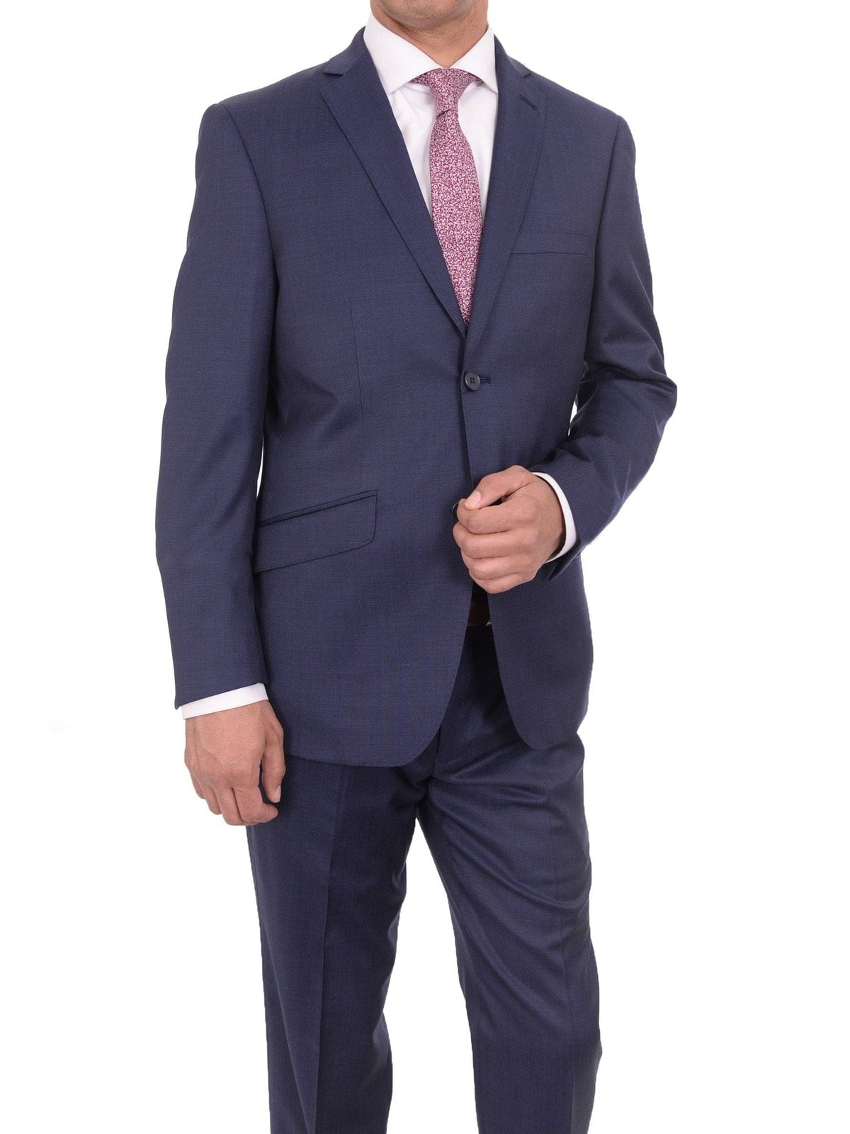 Ideal TWO PIECE SUITS Ideal Slim Fit Solid Blue Two Button Wool Suit