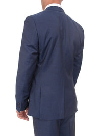 Thumbnail for Ideal TWO PIECE SUITS Ideal Slim Fit Solid Blue Two Button Wool Suit With Peak Lapels