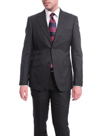 Thumbnail for Ideal TWO PIECE SUITS Ideal Slim Fit Solid Charcoal Gray Two Button Wool Suit With Peak Lapels