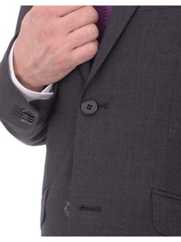 Thumbnail for Ideal TWO PIECE SUITS Ideal Slim Fit Solid Charcoal Two Button Wool Suit With Peak Lapels