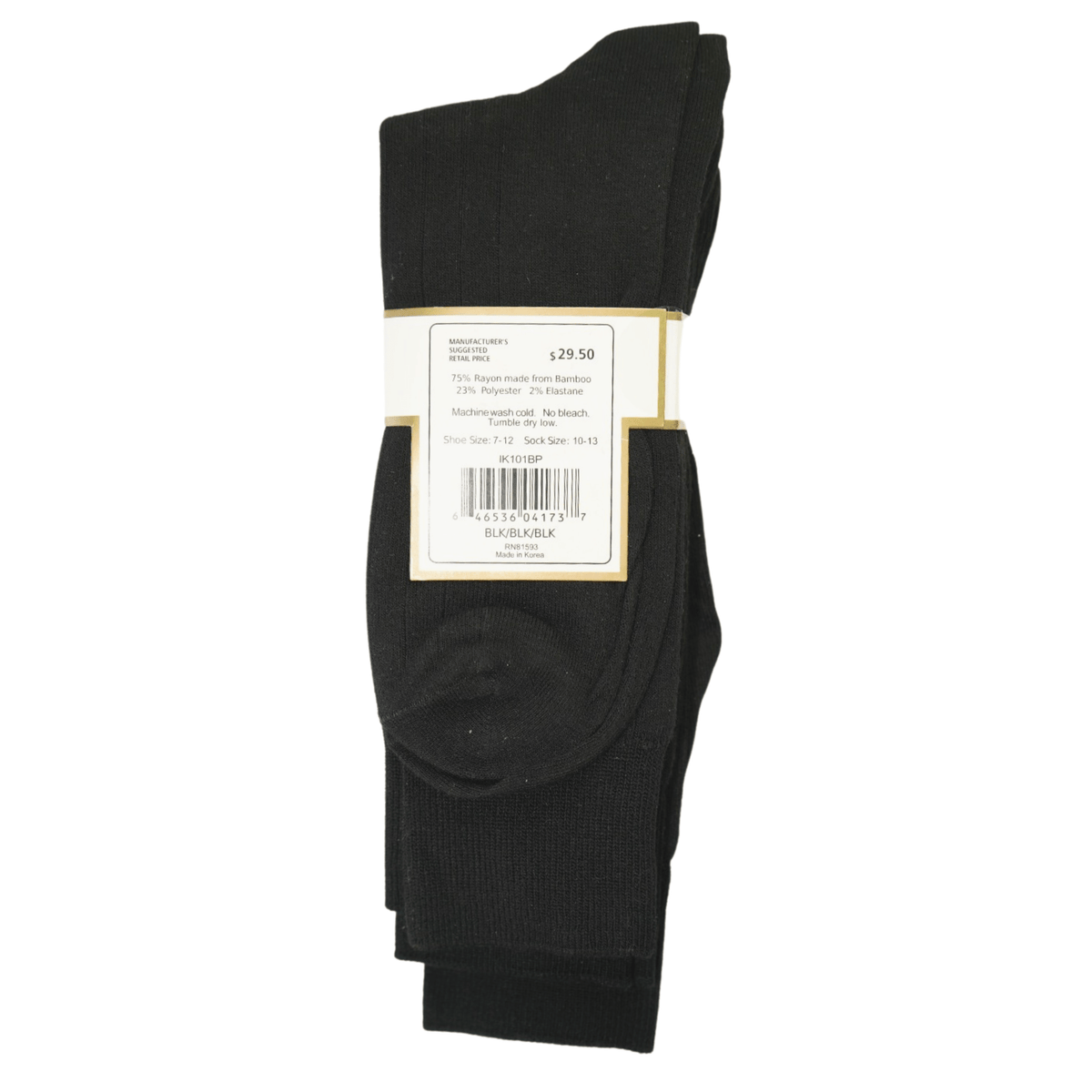 Ike Behar ACCESSORIES Ike Behar Mens Solid Black 3 Pack Bamboo Socks