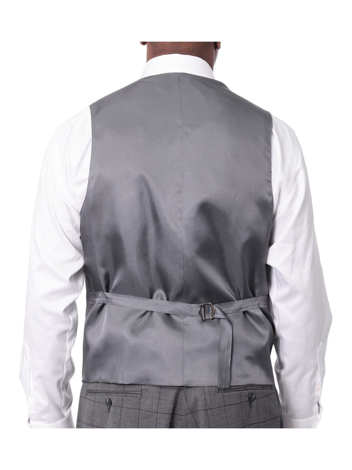 Italiano Italiano Mens Gray Windowpane 100% Zegna Wool Slim Fit 2 Piece Suit