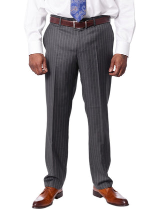Italiano SUITS Italiano Mens Gray Pinstriped 100% Zegna Wool Slim Fit 2-Piece Suit