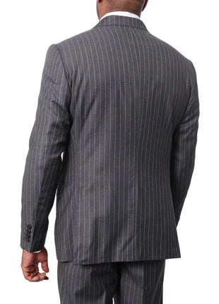 Italiano SUITS Italiano Mens Gray Pinstriped 100% Zegna Wool Slim Fit 2-Piece Suit