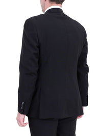 Thumbnail for Italiano SUITS Italiano Mens Solid Black 100% Zegna Wool Slim Fit 2-Button Suit